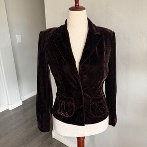 Vintage Y2K Susan Lewis Velvet Women's Blazer in Deep Brown. Size Small